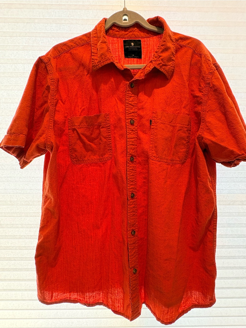 Junk Food Clothing Orange Short Sleeve Button-Down Shirt